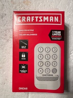Craftsman garage door wireless keypad (cmx348) Open box.